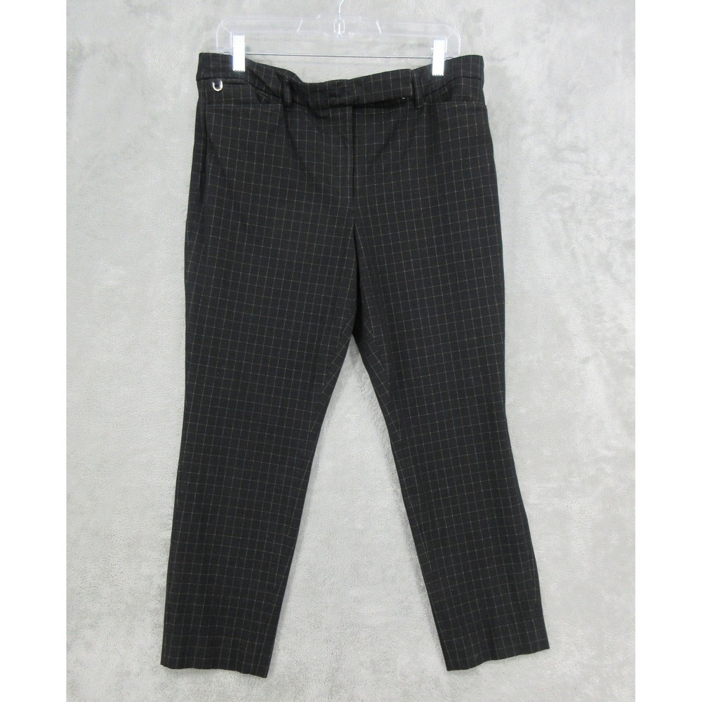 White House Black Market Pants Womens Size 14 Windowpane Slim Ankle Stretch Zip